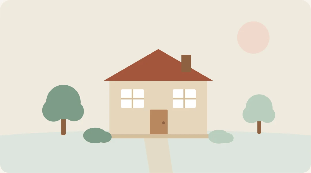 借地上に建つ一戸建ての家と庭のイラスト